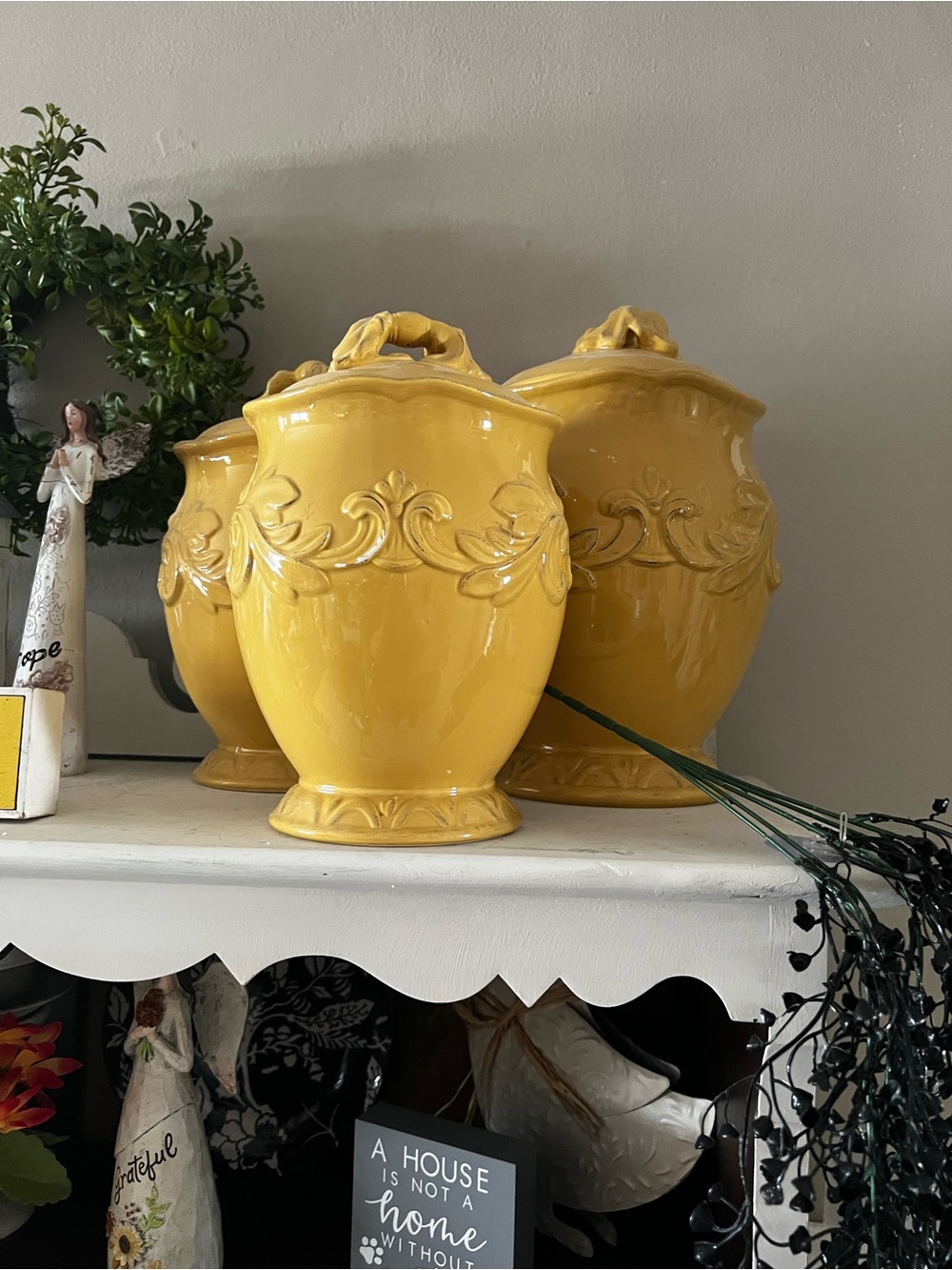 Yellow Ceramic Decorative Canister with Lid - Vibrant Gloss Finish